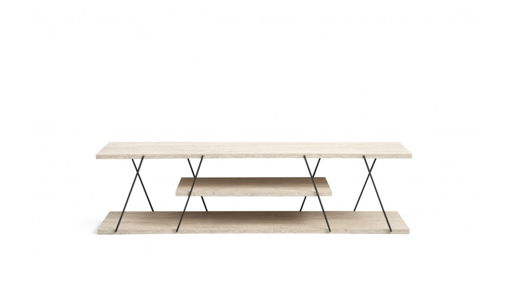 Suport TV, Canaz, Travertin Negru, 120 x 33 x 30 cm