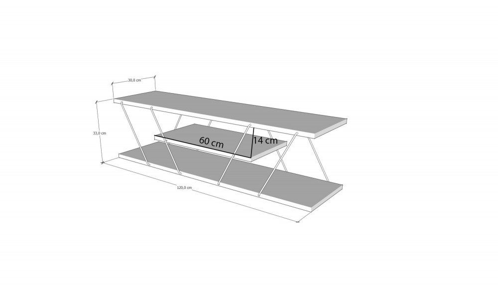 Suport TV, Canaz, Travertin Negru, 120 x 33 x 30 cm