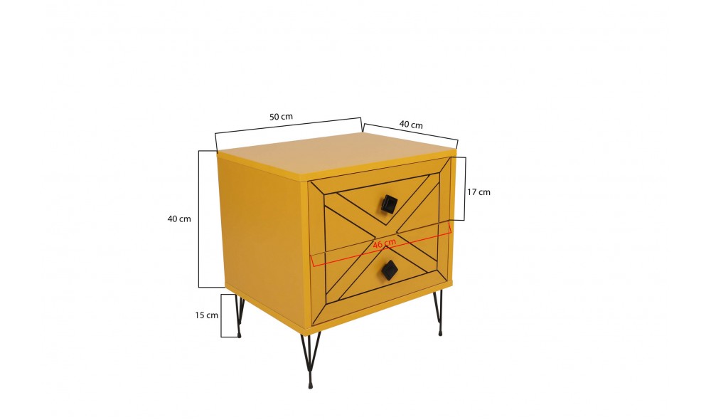 Noptiera Luna - Galben 50 x 55 x 40 cm