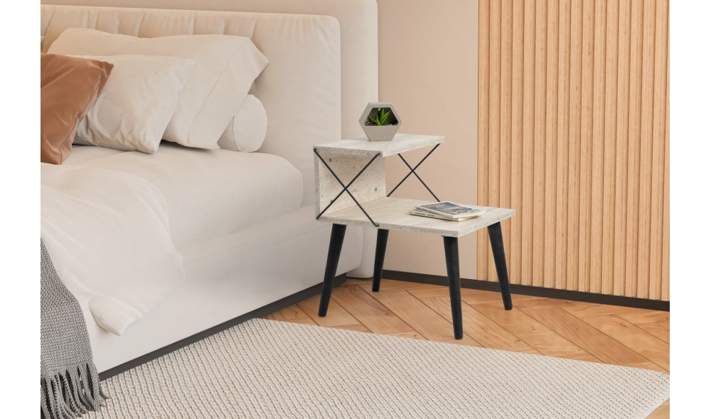 Noptiera, Cross, Travertin Negru, 50 x 55 x 40 cm