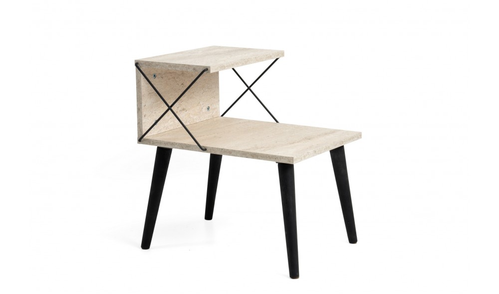 Noptiera, Cross, Travertin Negru, 50 x 55 x 40 cm