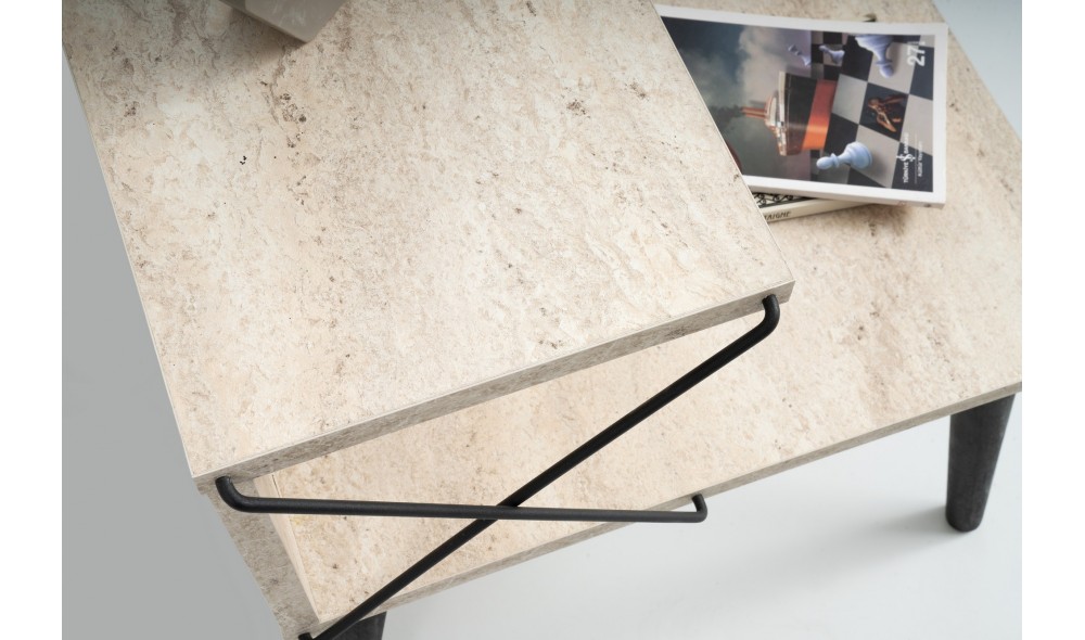 Noptiera, Cross, Travertin Negru, 50 x 55 x 40 cm