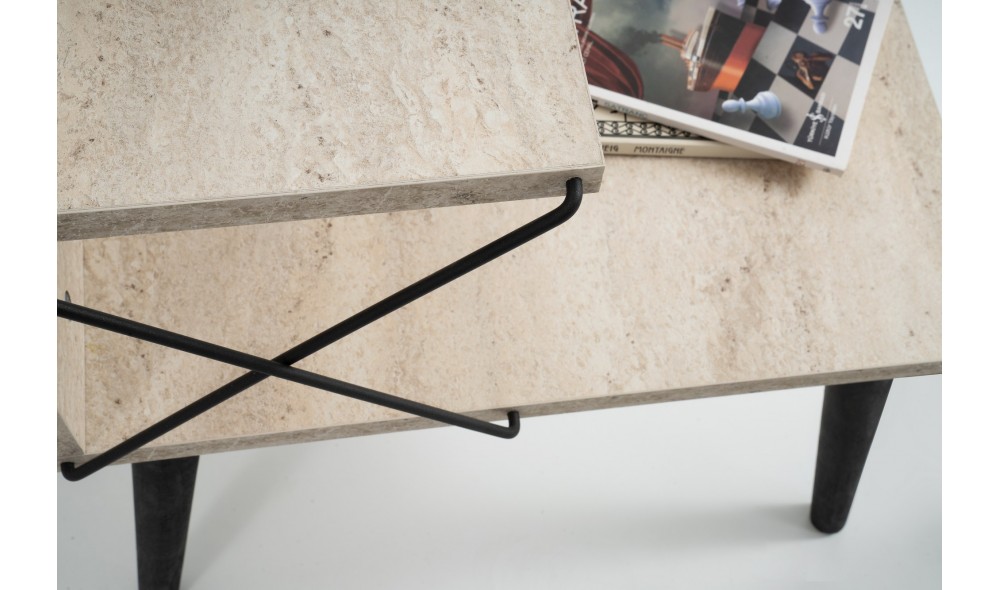 Noptiera, Cross, Travertin Negru, 50 x 55 x 40 cm