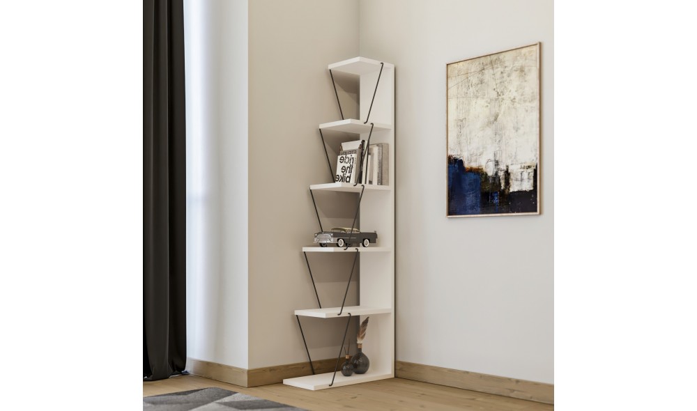 Raft de carti Tlos - Alb 150 x 22 x 28 cm