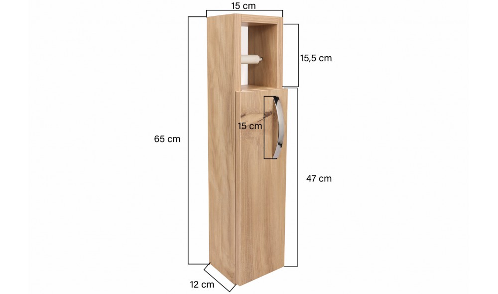 Dulap de baie Steaua - Stejar 15 x 65 x 12 cm