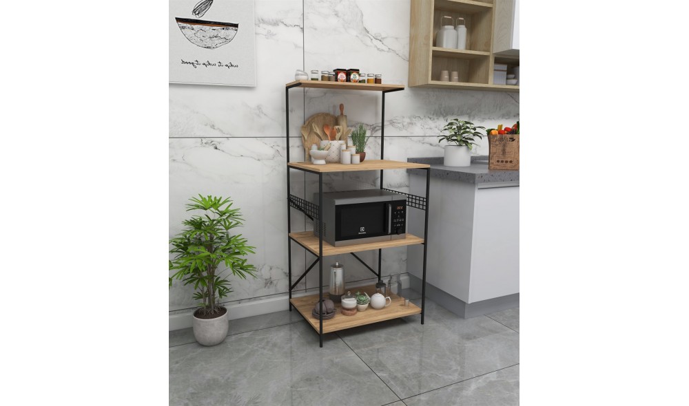 Comoda multifunctional Anemon - Negru, Pin 60 x 124 x 45 cm