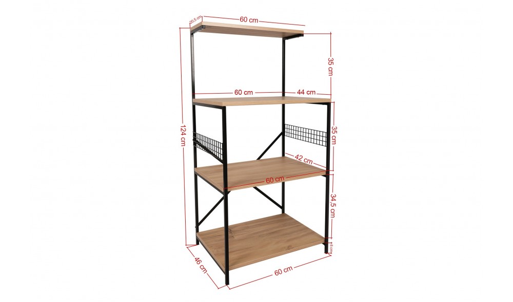 Comoda multifunctional Anemon - Negru, Pin 60 x 124 x 45 cm