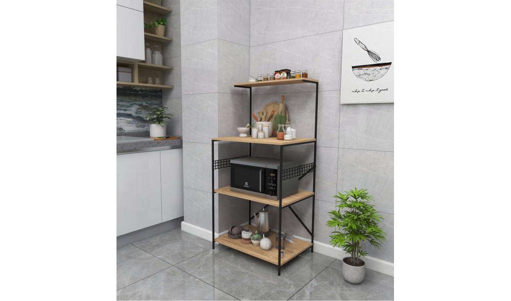 Comoda multifunctional Anemon - Negru, Pin 60 x 124 x 45 cm