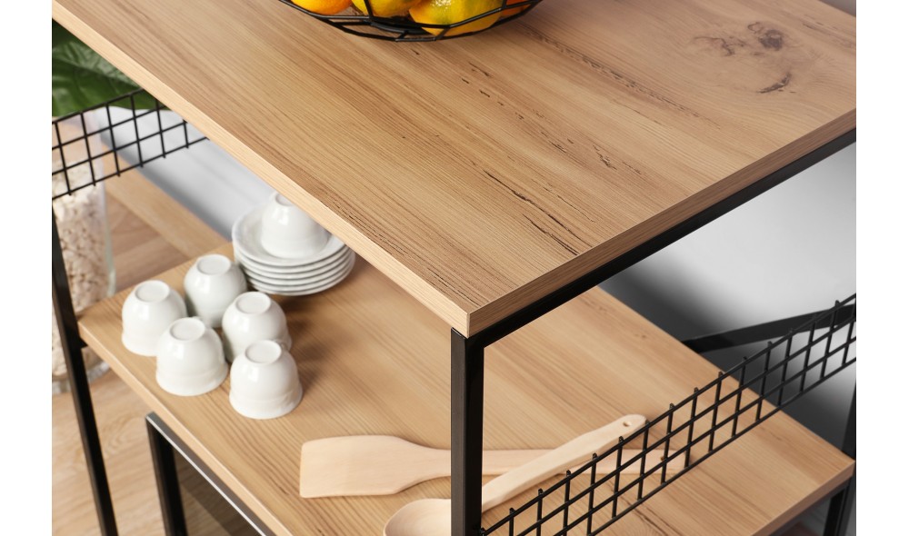 Comoda multifunctional Anemon - Negru, Pin 60 x 124 x 45 cm