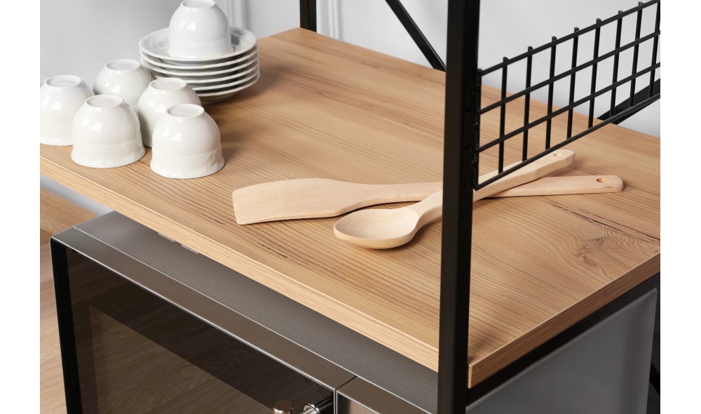 Comoda multifunctional Anemon - Negru, Pin 60 x 124 x 45 cm