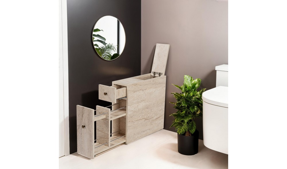 Dulap de baie, Calencia, Travertin, 20 x 55 x 60 cm