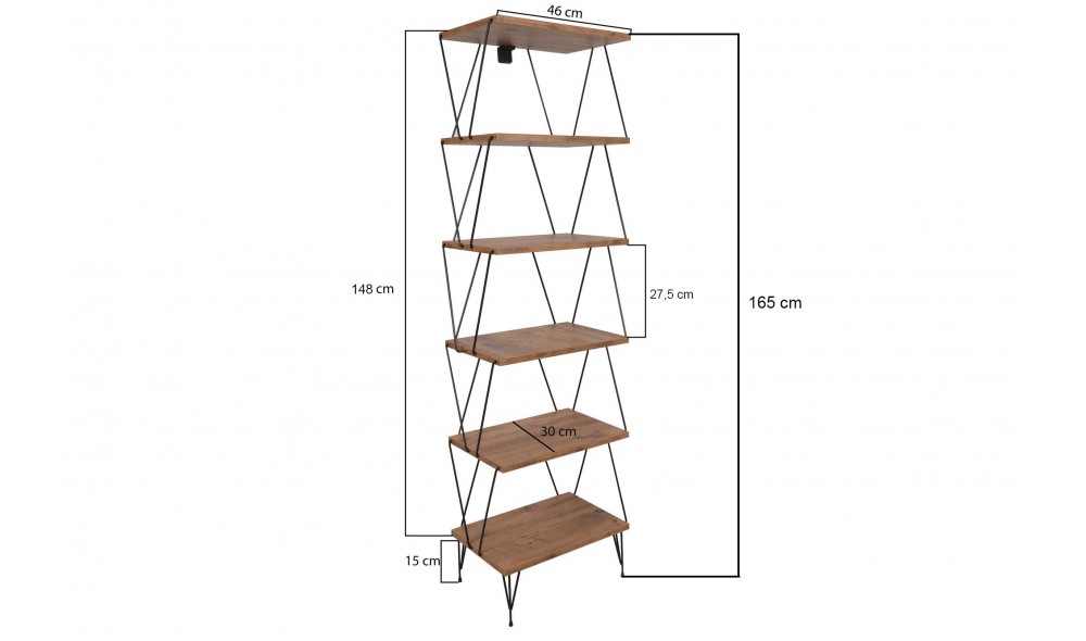 Raft de carti Balaban - Pin 48 x 165 x 31 cm