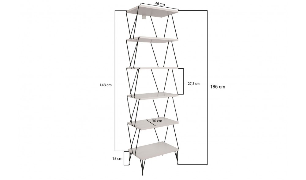 Raft de carti Balaban - Alb 48 x 165 x 31 cm