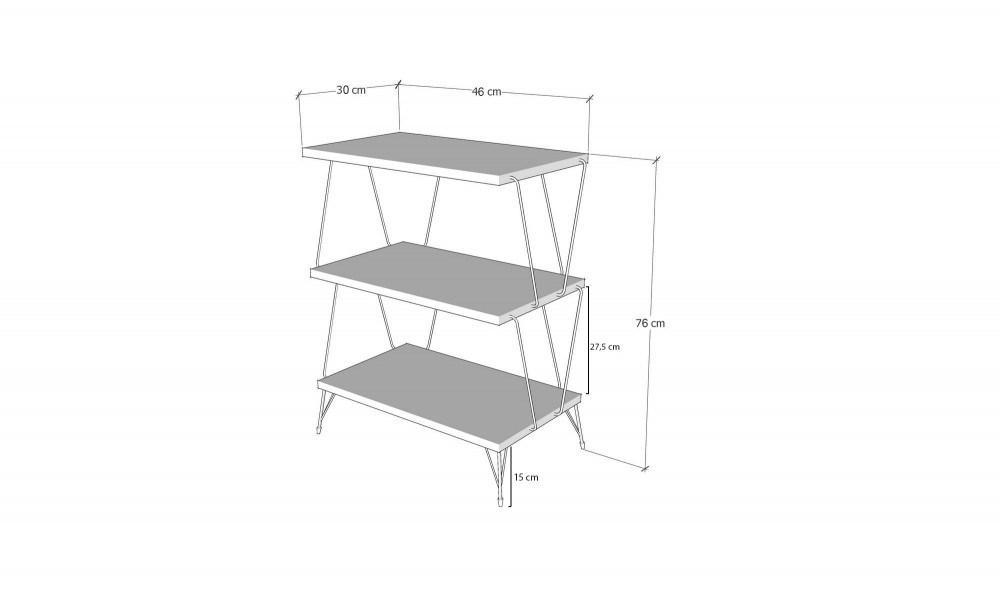 Tabel lateral Lazandos - Antracit 48 x 75 x 31 cm