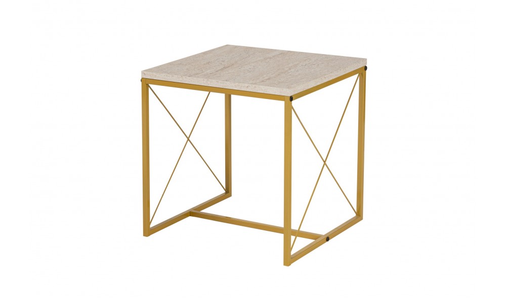 Set masuta de cafea, Defne, Travertin Aur, 100 x 52 x 50 cm