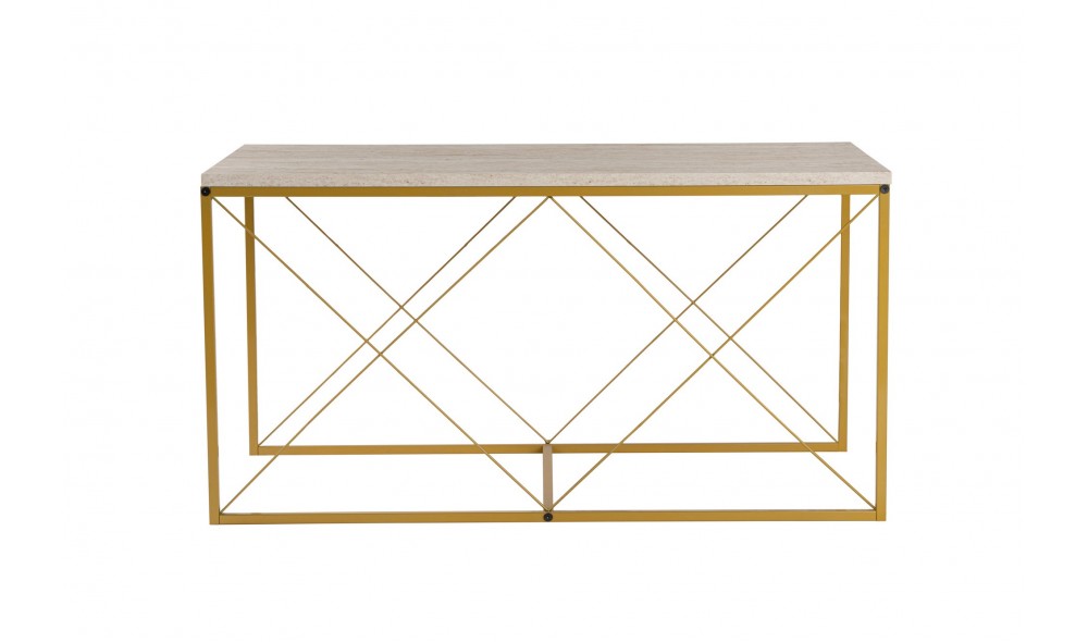 Set masuta de cafea, Defne, Travertin Aur, 100 x 52 x 50 cm