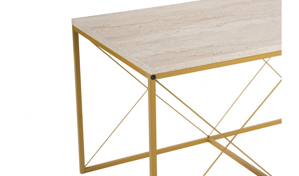 Set masuta de cafea, Defne, Travertin Aur, 100 x 52 x 50 cm