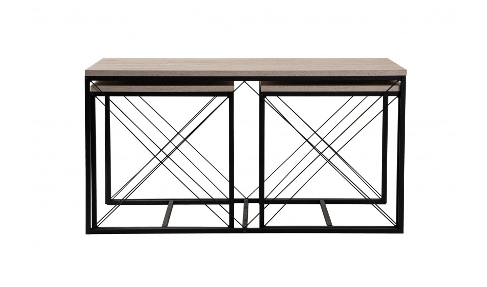 Set masuta de cafea, Defne, Travertin Negru, 100 x 52 x 50 cm