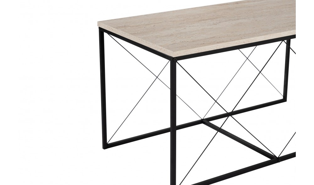 Set masuta de cafea, Defne, Travertin Negru, 100 x 52 x 50 cm