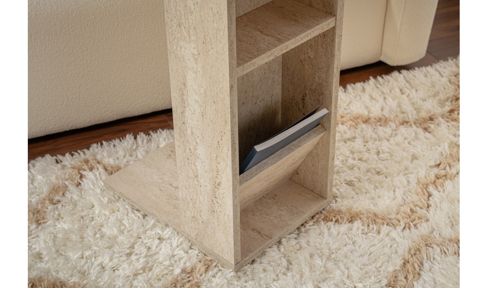 Masa laterala, Filinta, Travertin, 30 x 63 x 40 cm