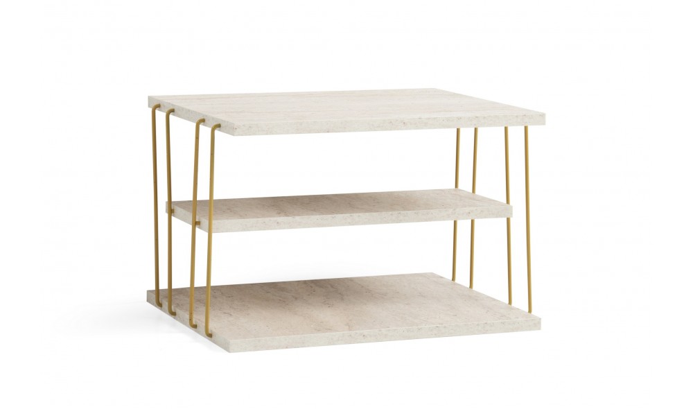 Masa laterala, Lifon, Travertin Aur, 50 x 33 x 40 cm