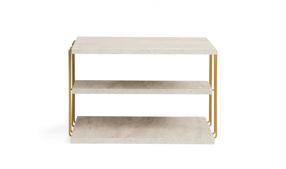 Masa laterala, Lifon, Travertin Aur, 50 x 33 x 40 cm