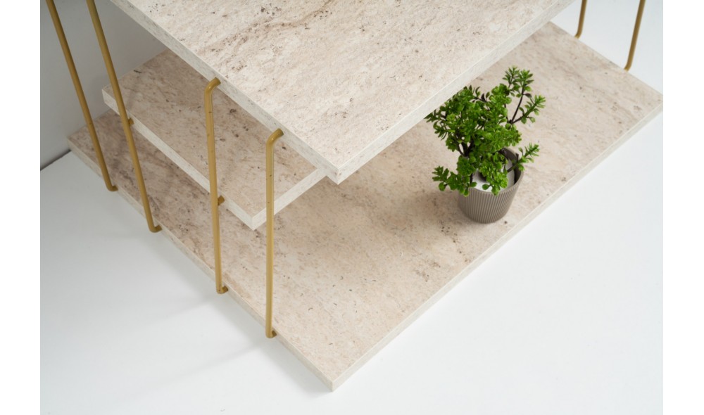 Masa laterala, Lifon, Travertin Aur, 50 x 33 x 40 cm