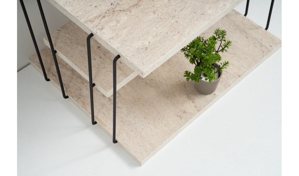 Masa laterala, Lifon, Travertin Negru, 50 x 33 x 40 cm