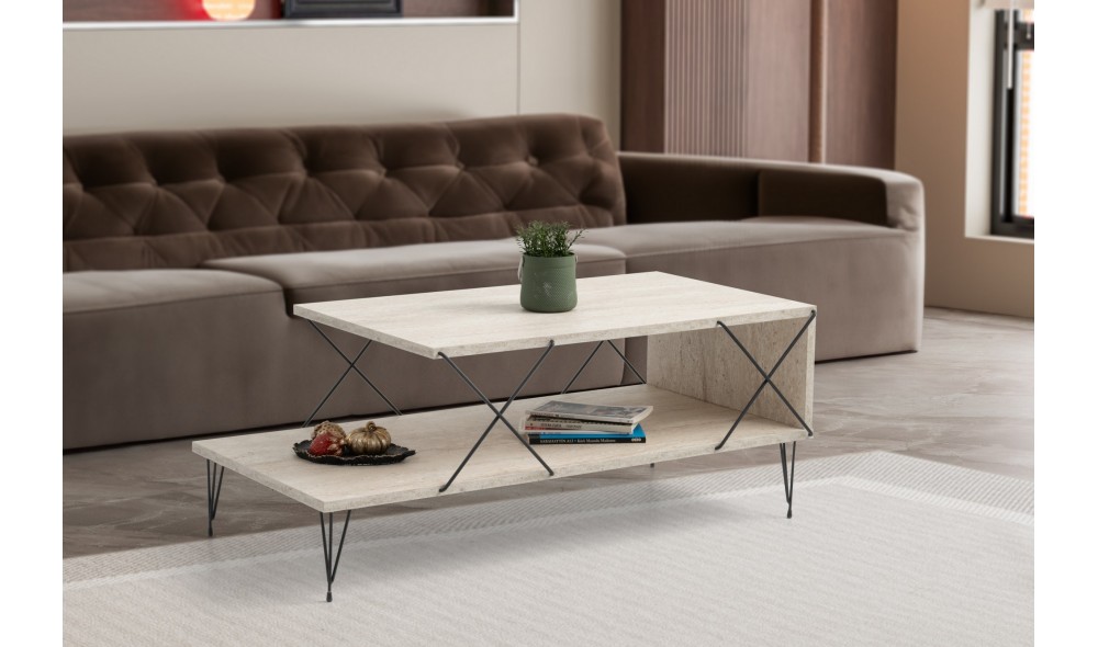 Masuta de cafea, Loire, Travertin Negru, 100 x 40 x 50 cm