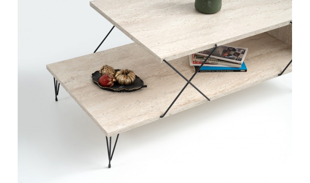 Masuta de cafea, Loire, Travertin Negru, 100 x 40 x 50 cm