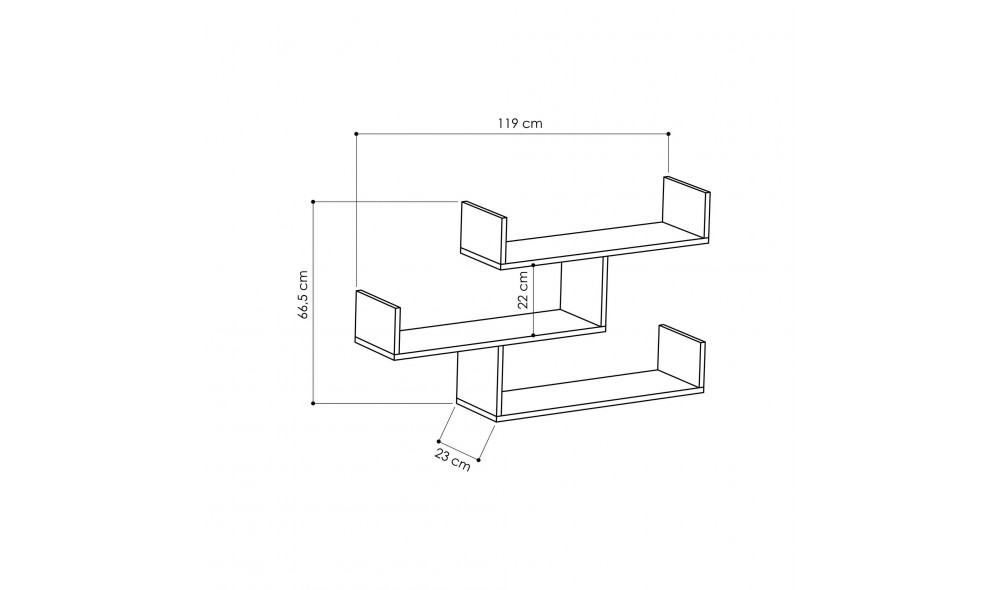 Raft de perete Tibet - Alb 119 x 66 x 23 cm