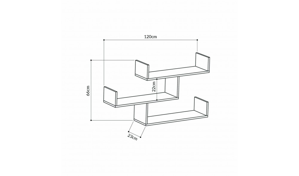 Raft de perete Tibet - Antracit 120 x 67 x 22 cm