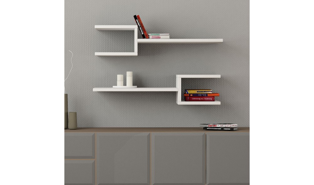 Raft de perete Furca - Alba 75 x 17 x 22 cm