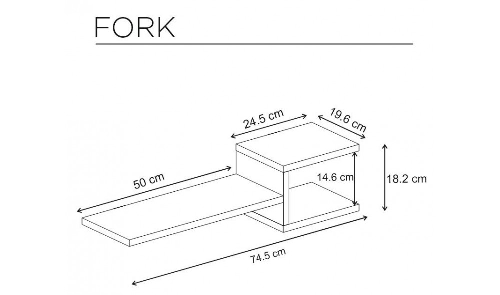 Raft de perete Furca - Alba 75 x 17 x 22 cm