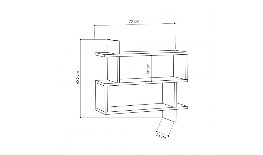 Raft de perete Paralel - Stejar 70 x 65 x 22 cm
