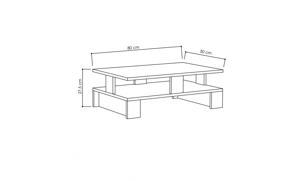 Masuta de cafea Mansu - Stejar 80 x 27 x 50 cm