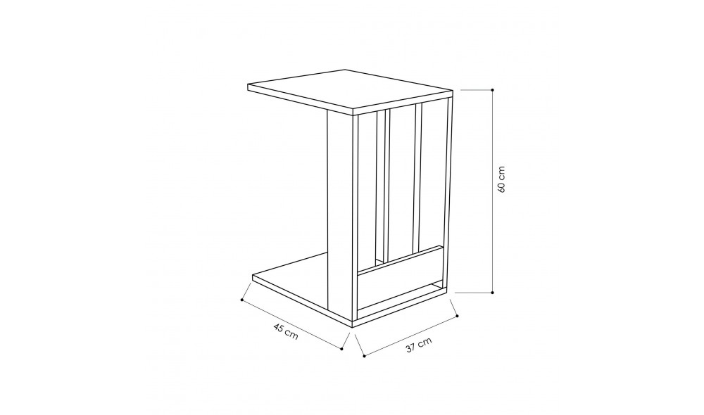 Tabel lateral Edi - Antracit 37 x 60 x 45 cm