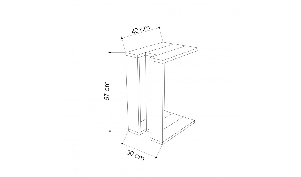 Tabel lateral Muju - Alb 30 x 57 x 40 cm