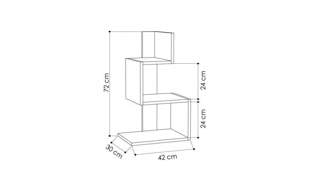 Tabel lateral Rosie - Alb, Stejar 42 x 72 x 30 cm