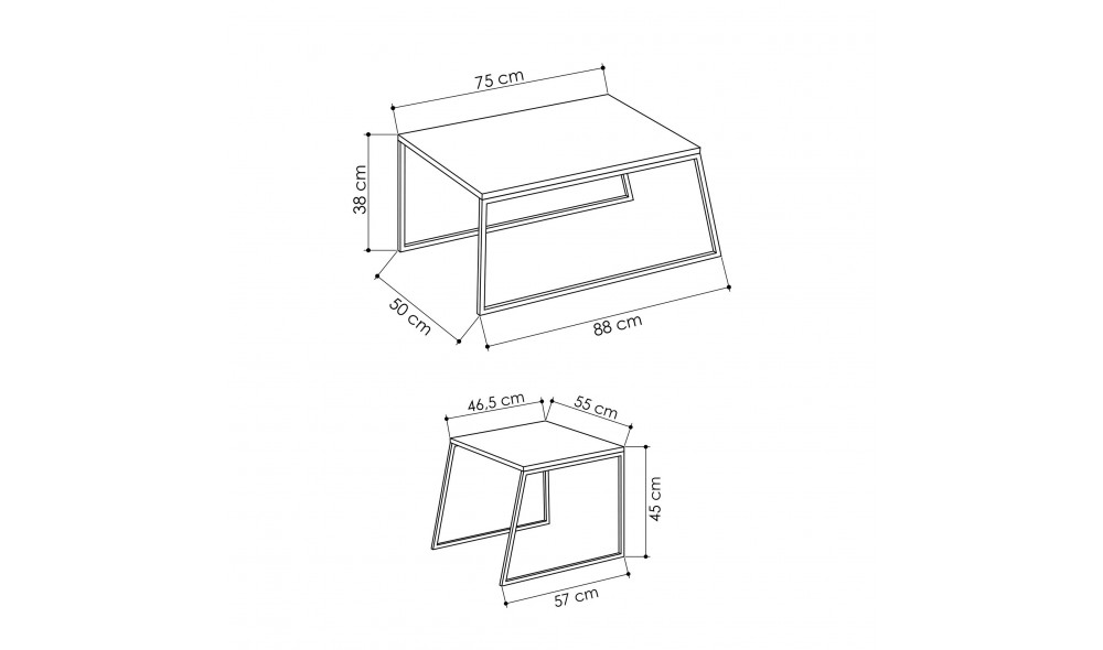 Set masuta de cafea Pal Orta Sehpa - Antracit 88 x 45 x 55 cm