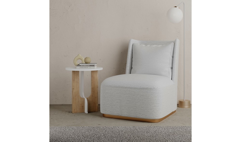 Tabel lateral Luna - Alb, Stejar 40 x 47 x 40 cm