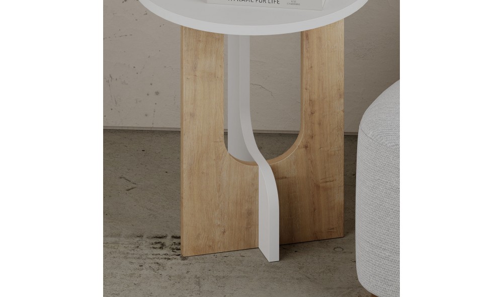 Tabel lateral Luna - Alb, Stejar 40 x 47 x 40 cm