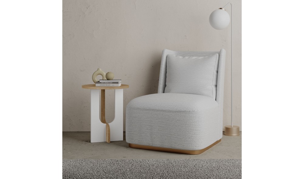 Tabel lateral Luna - Stejar, Alb 40 x 47 x 40 cm