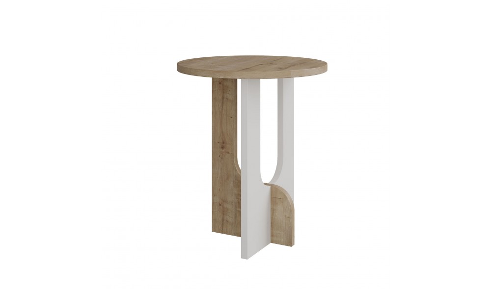 Tabel lateral Luna - Stejar, Alb 40 x 47 x 40 cm