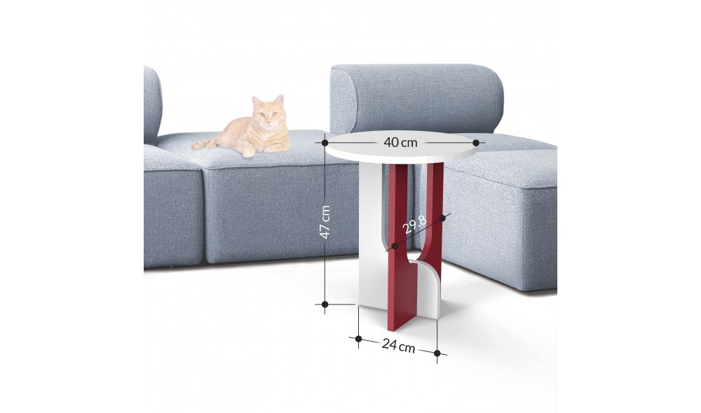 Tabel lateral Luna - Stejar, Alb 40 x 47 x 40 cm