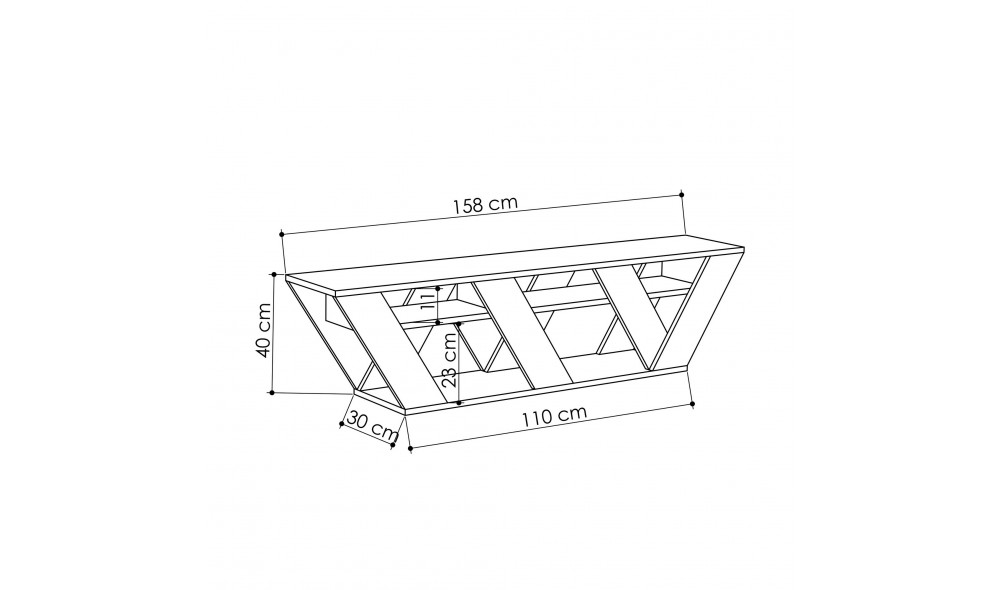 Suport TV Ralla - Antracit 158 x 40 x 30 cm