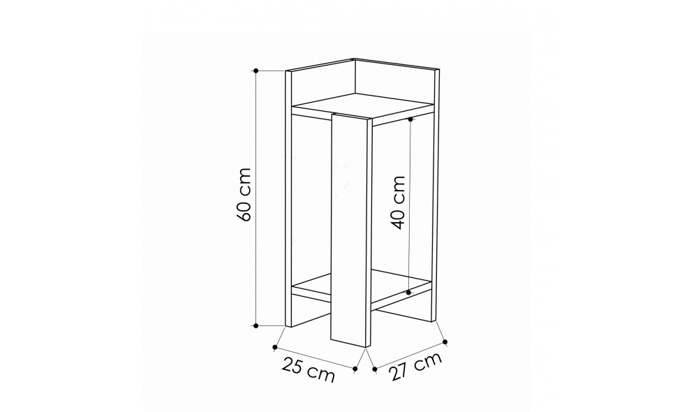 Noptiera Elos Right - Stejar, Antracit 25 x 60 x 27 cm