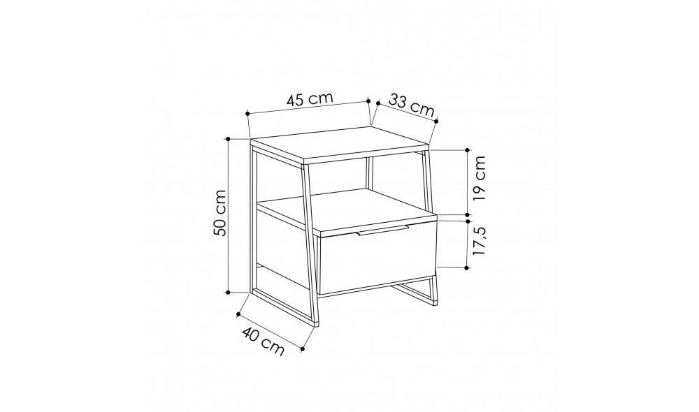 Noptiera Pal - Alb v2 45 x 50 x 41 cm