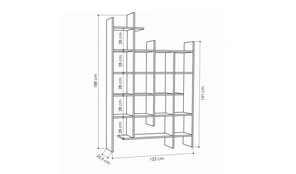 Raft pentru carti, Manco, Hitit, 122 x 188 x 26 cm