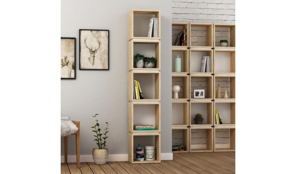 Raft de carti Multi - stejar, alb 32 x 167 x 22 cm